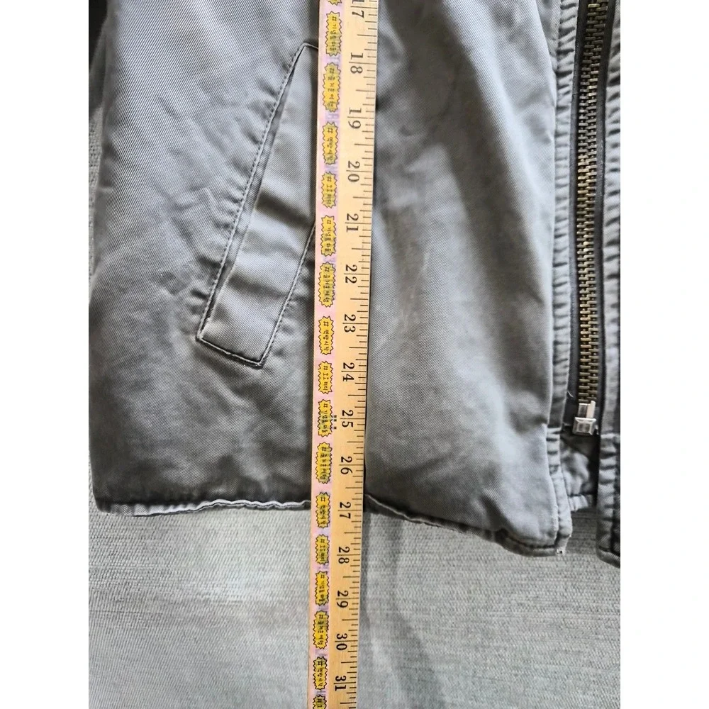 Lucky Brand Utility Jacket Mens Large Gray Lined Cotton Long Sleeve Full Zip